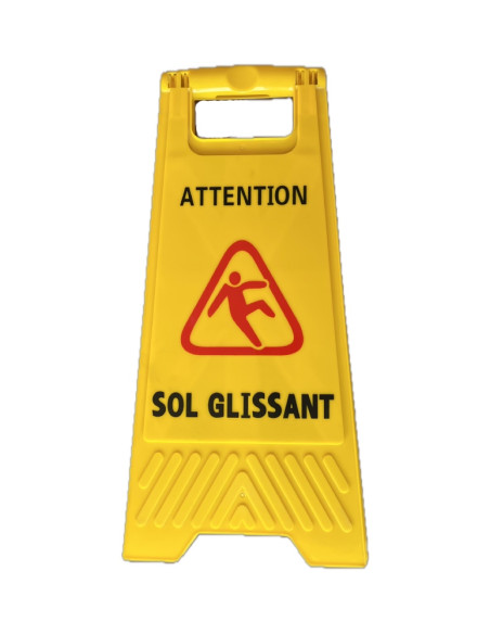 Panneau jaune "sol glissant"