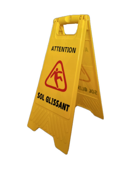 Panneau jaune "sol glissant"