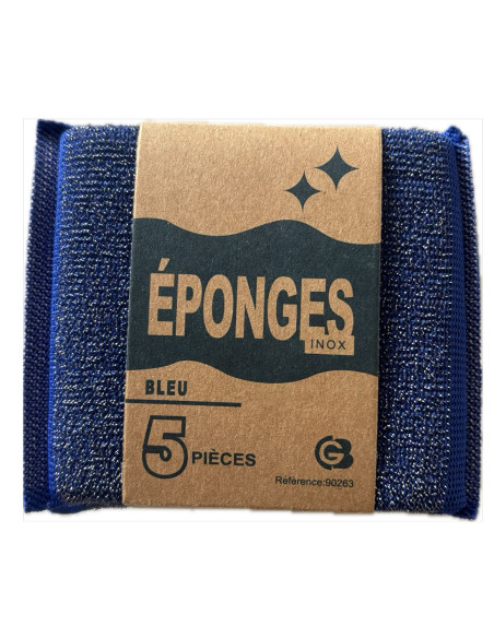 Lot de 5 éponges inox bleu