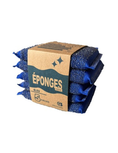 Lot de 5 éponges inox bleu