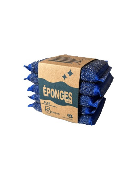 Lot de 5 éponges inox bleu